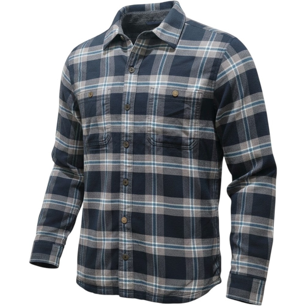 LL Bean Freeport Maine Cotton Fleece Lined Shirt USA Chamois Cloth Medium Reg